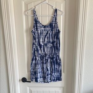 Blue and White Tie-Dye Romper